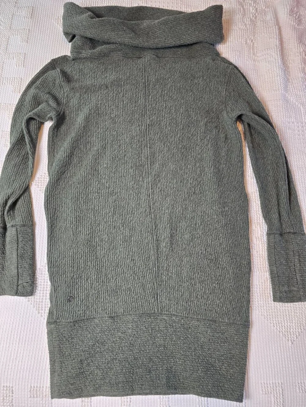 lululemon Women's Green Waffle Knit Cowl Neck Pullover Dress Pockets M